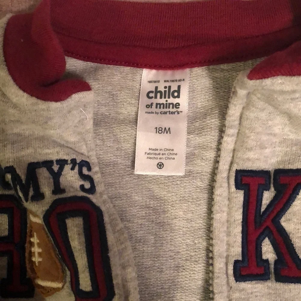 Child of mine, rookie sweat jacket w/pants. NWOT sz18 mo